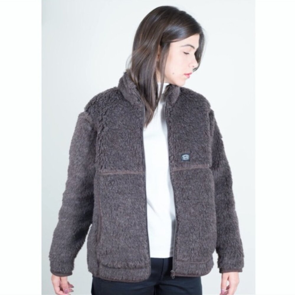Snow Peak Made in Japan Wool Fleece Jacket Zip Up Women Size 1 (S) Charcoal Gray